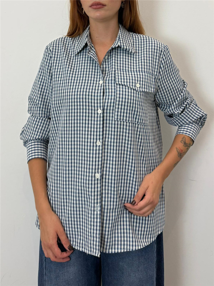 Camicia Check Contaschino - Vicolo cod. TAC0953  color:naturale/blu