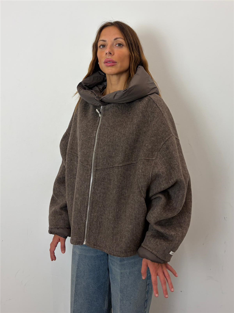 Cappotto Bomber Con Cappuccio - Haveone cod. KCT_R017  color:moro