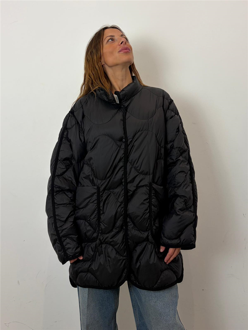 Piumino Midi Con Impunture - Haveone cod. KCT_R010  color:nero