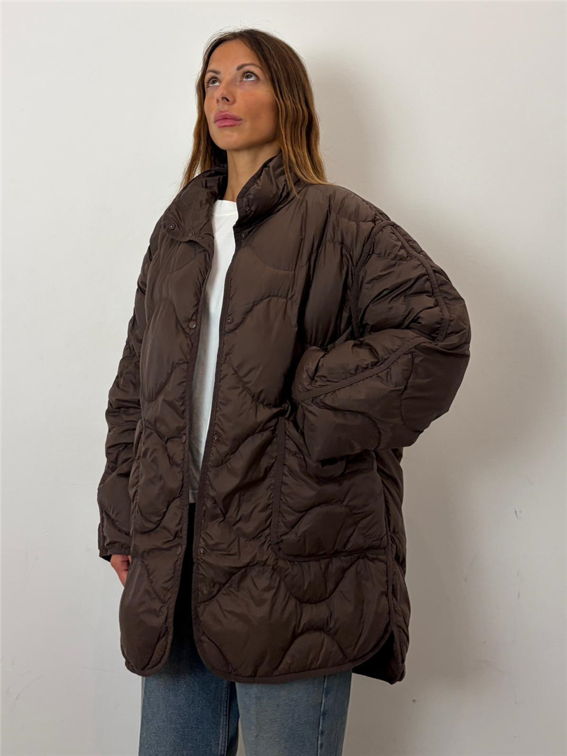 Piumino Midi Con Impunture - Haveone cod. KCT_R010  color:cioccolato