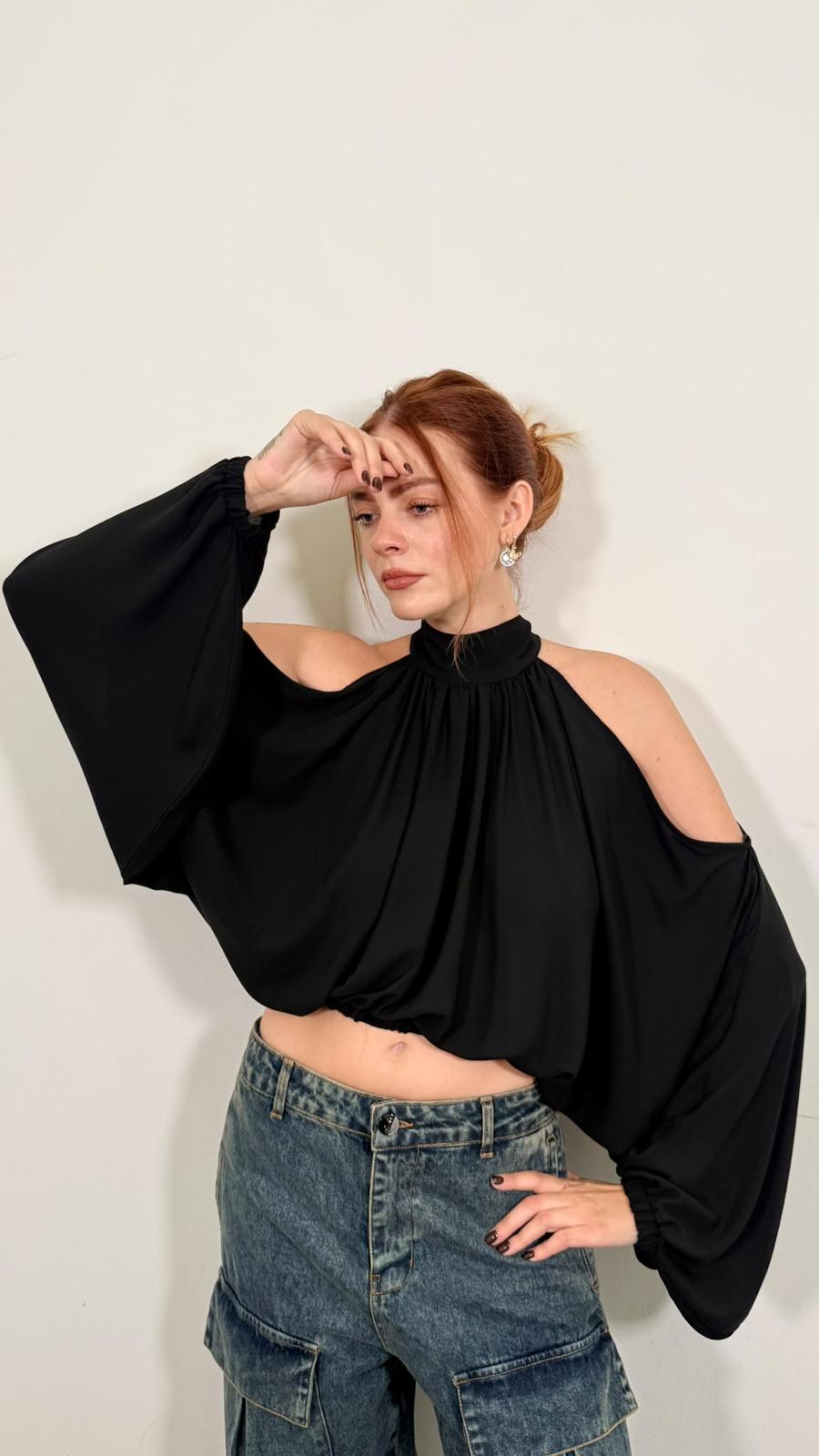 Hera Blouse Blusa Con Spalle Scoperte - Silence Limited cod. CA7054  color:black