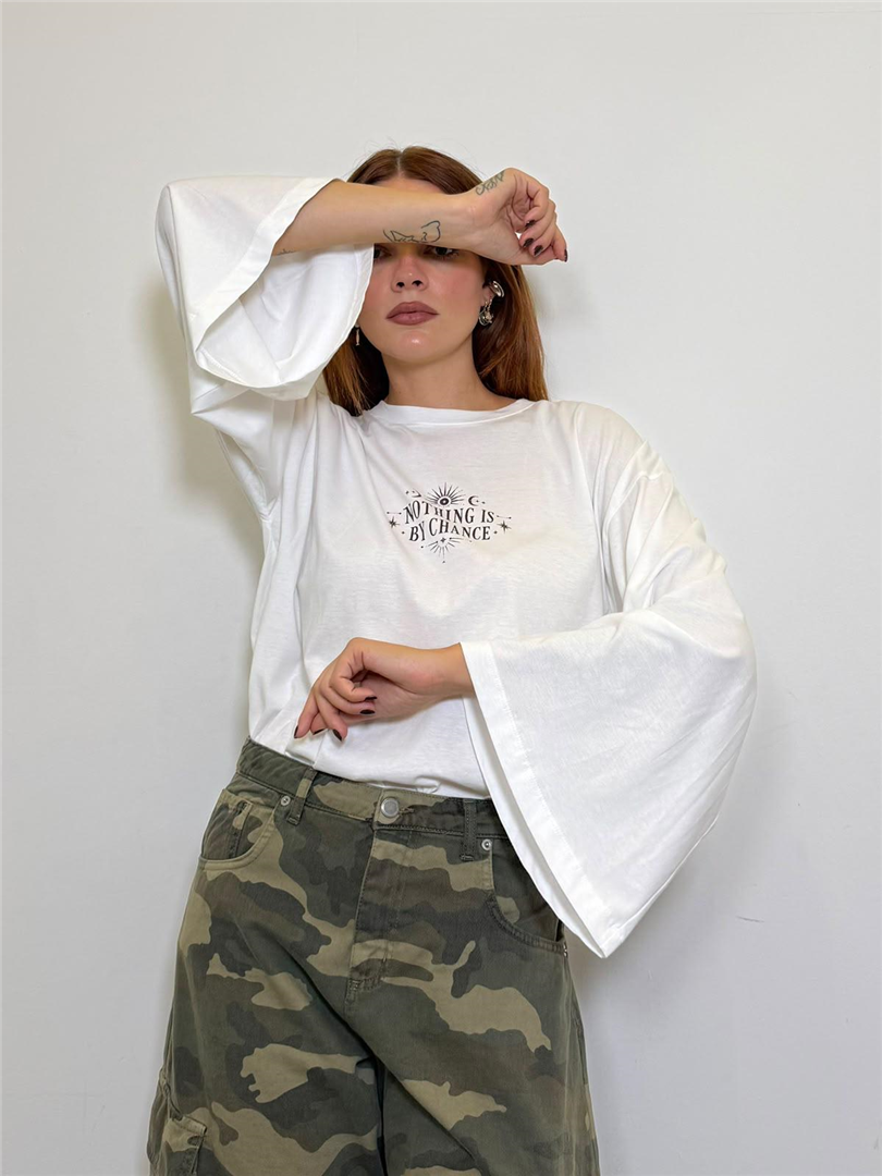 Tshirt Manica Ampia Stampa Nothing Is My Change - Sportive cod. RAC0242  color:naturale