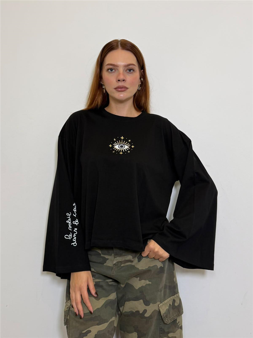Tshirt Manica Ampia Stampa Occhio - Sportive cod. RAC0129  color:nero