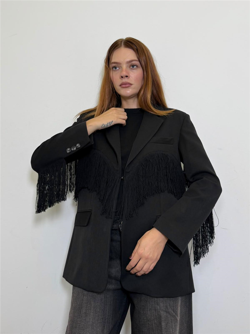 Blazer Over Con Dettaglio Frange - Sportive cod. TAC1053  color:nero