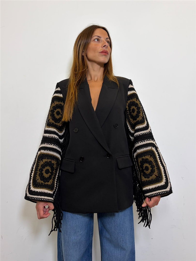 Blazer Doppiopetto Ricami Sulle Maniche - Sportive cod. TAC0446  color:nero