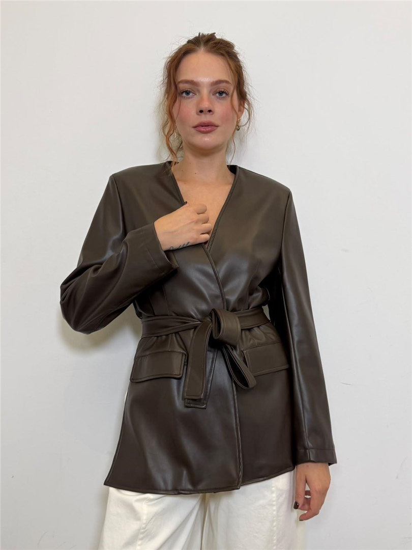 Blazer Ecopelle Con Cintura - Philia Loft cod. P03P0134  color:moro