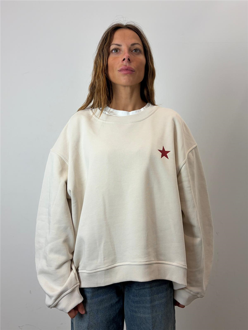 Felpa Stampa Lettering Sul Retro Good Days Club - Vicolo cod. RAC0215  color:burro
