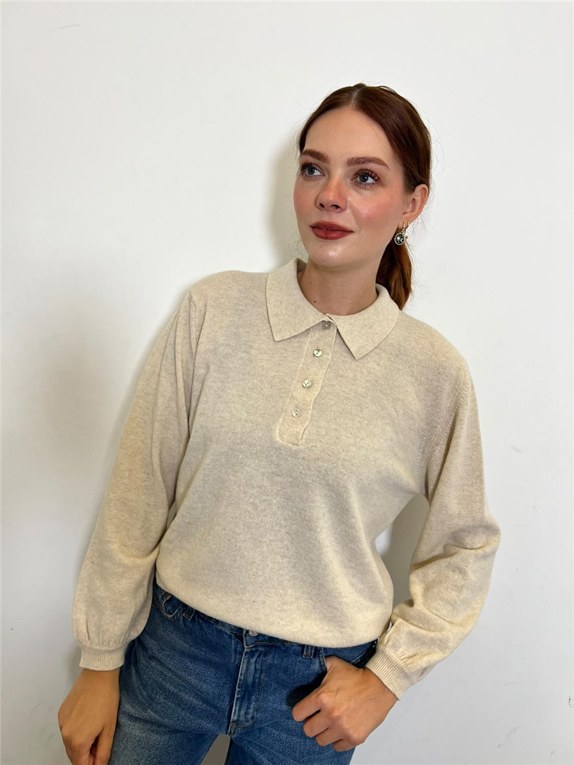 Maglia Polo Polsi Sbuffo - Haveone cod. MNC_R100  color:beige