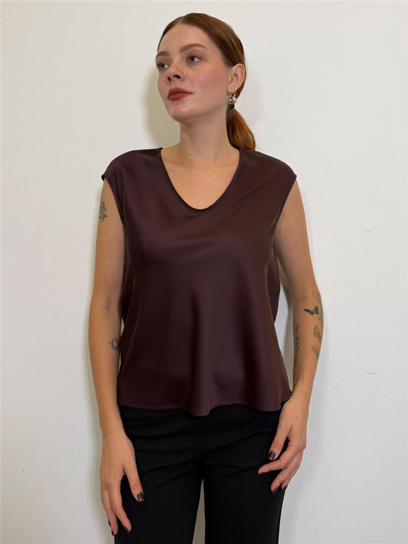 Top Ampio Sollo A V Smanicato - Imperial cod. REH0MDG  color:plum noir