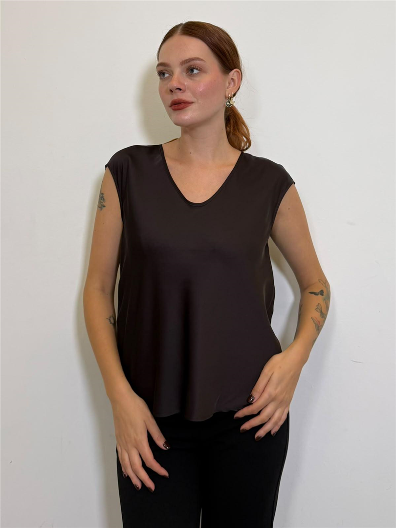 Top Ampio Sollo A V Smanicato - Imperial cod. REH0MDG  color:dark coffee