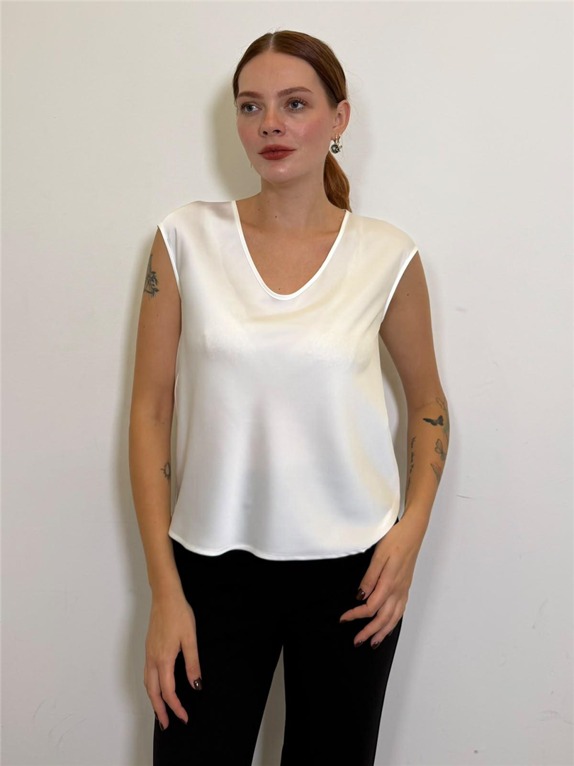 Top Ampio Sollo A V Smanicato - Imperial cod. REH0MDG  color:off_white