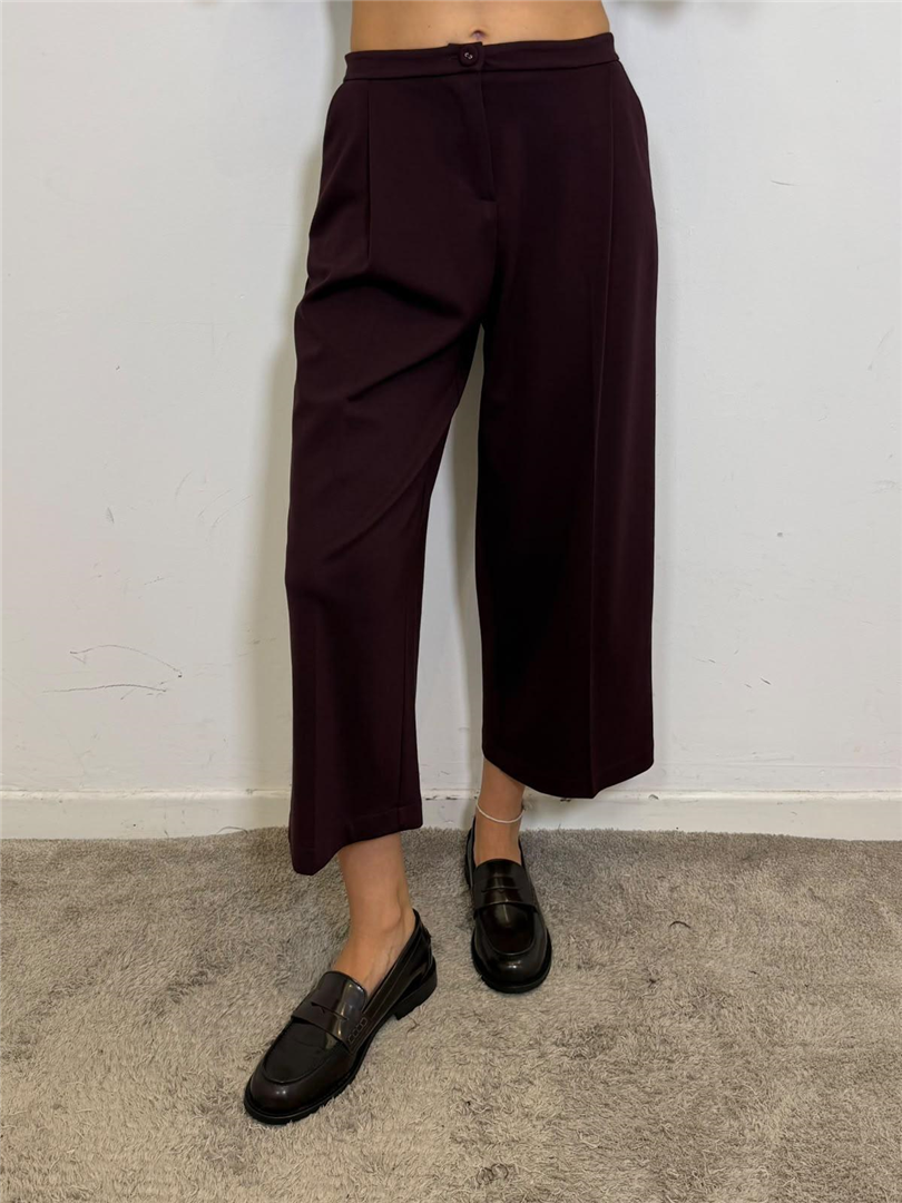 Pantalone Palazzo Vita Alta Con Pinces - Imperial cod. P6L4MHZ  color:plum noir