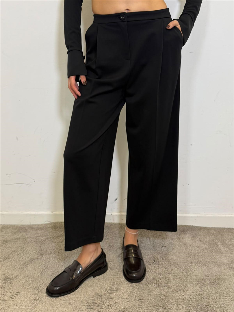 Pantalone Palazzo Vita Alta Con Pinces - Imperial cod. P6L4MHZ  color:nero