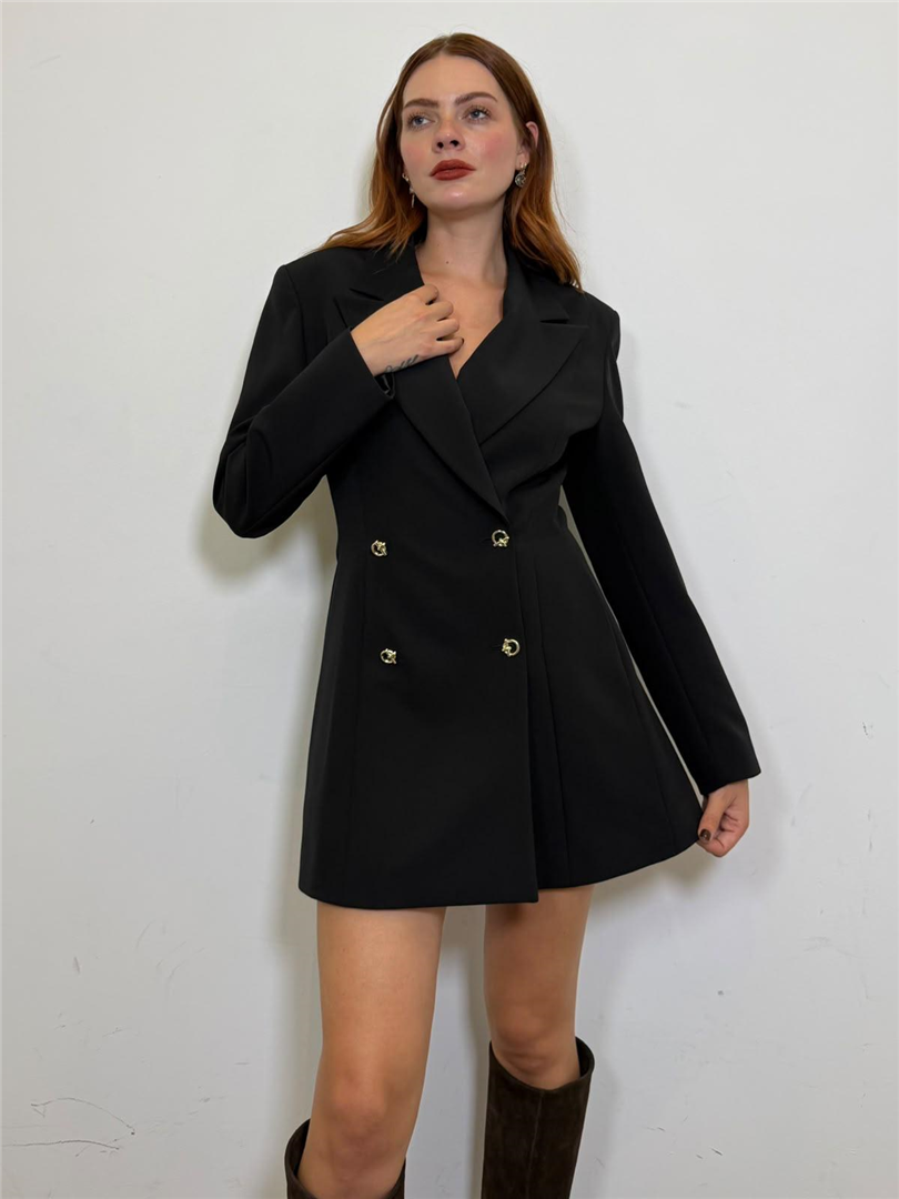 Clichy Blazer Abito Giacca Doppiopetto Con Bottoni Dorati - Silence Limited cod. GI5398  color:black