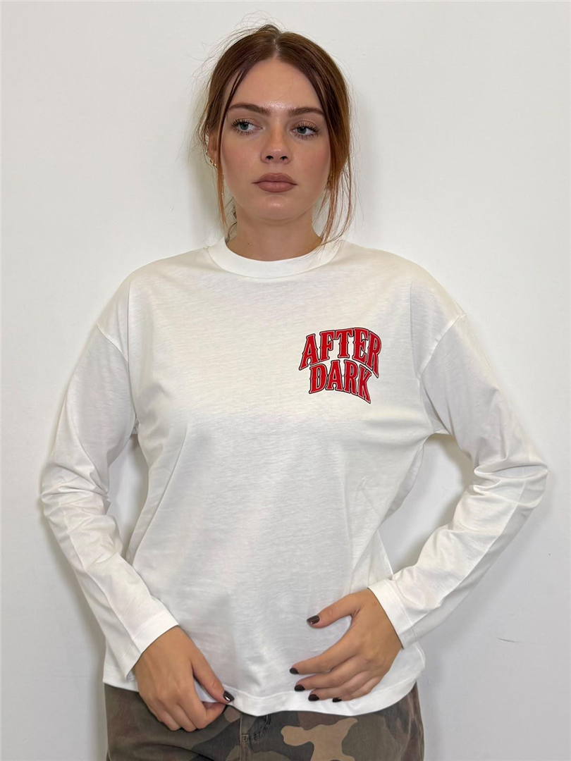 T Shirt M/lunga Stampa Tigre Sul Retro - Haveone cod. TDY_R028  color:bianco