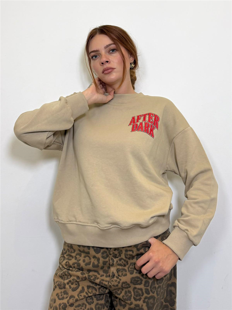 Felpa M/lunga Stampa Tigre Sul Retro - Haveone cod. FDY_R036  color:beige