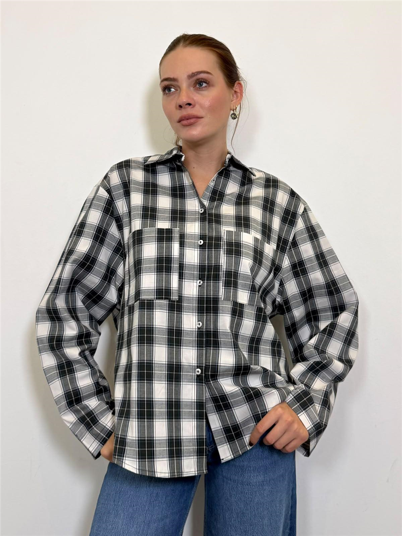 Camicia A Quadri Over - Haveone cod. CSB_R077  color:nero