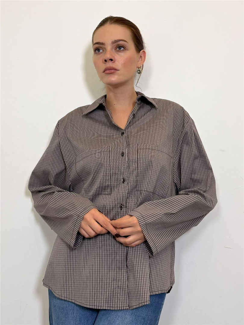 Camicia A Quadri Over - Haveone cod. CSB_R077  color:moro