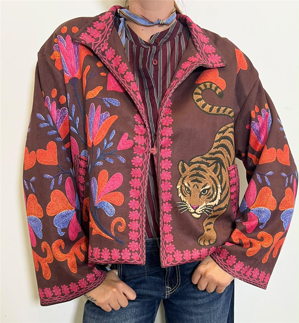 Bomber Ricamo Con Polso Rigato Stmp Tigre - Haveone cod. KVS_R087  color:stampa tigre