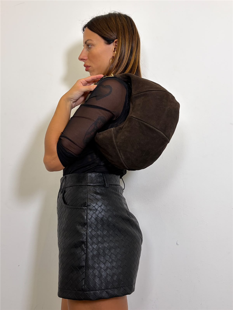 Borsa A Mano Hobo Manico Rigido Con Tracolla - Divisione Chickster's cod. M3609  color:testa di moro