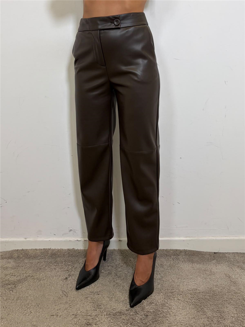 Pantalone Dritto Baloon In Ecopelle - Imperial cod. P6D5MGJ  color:moro