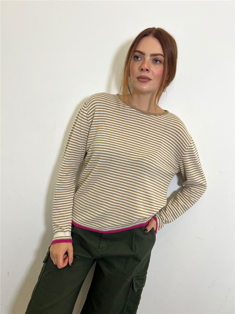 Pullover A Righe - Please cod. M646211780  color:beige/panna