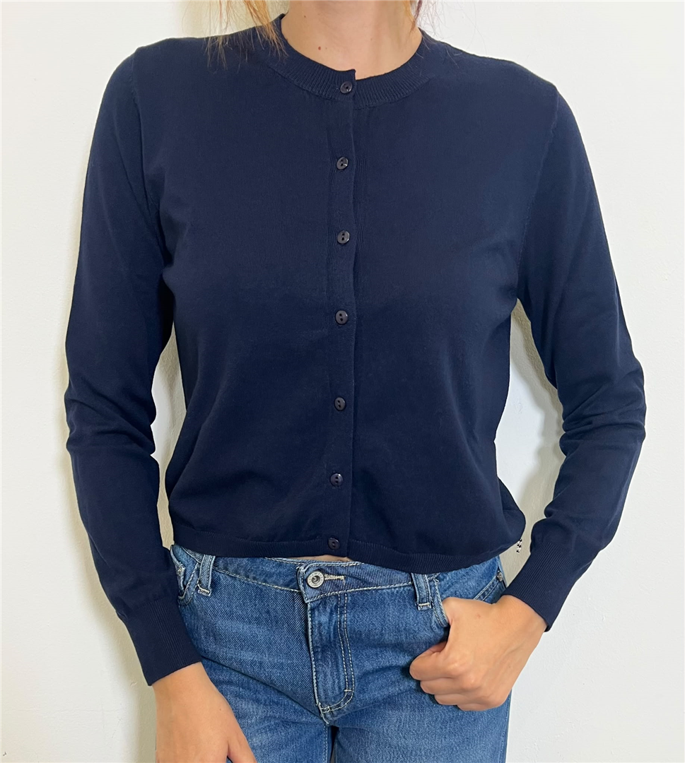 Cardigan Girocollo - Please cod. M692023817  color:blu