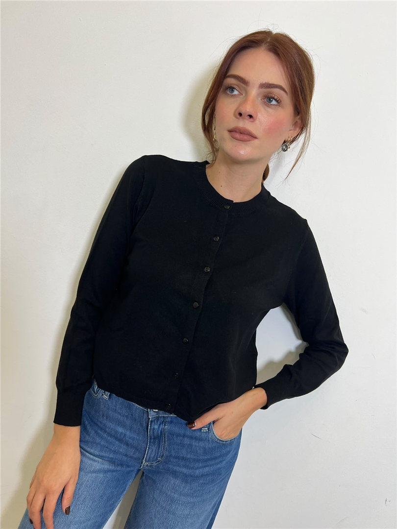 Cardigan Girocollo - Please cod. M692023817  color:nero