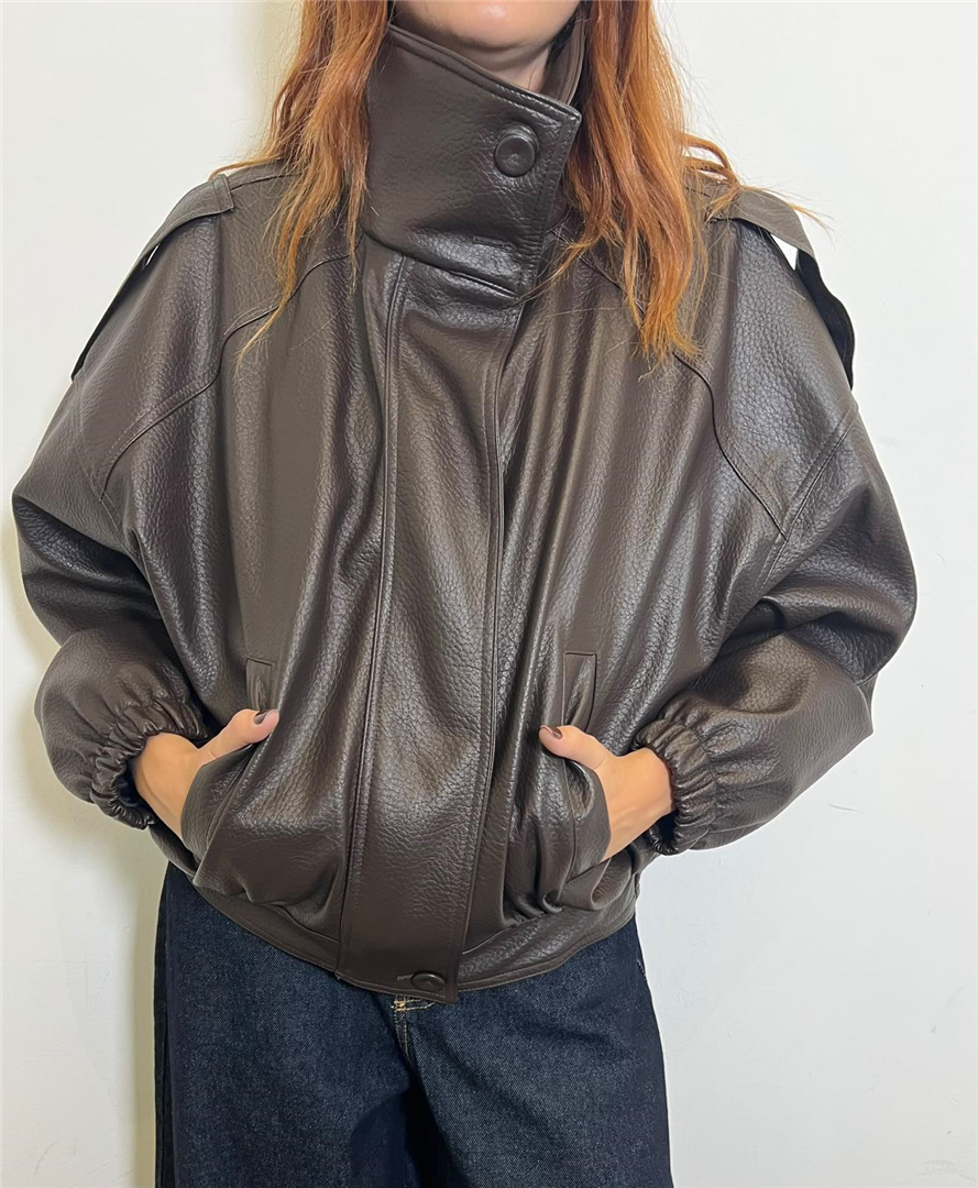 Bomber Con Zip Ed Elastico Sul Retro - Philia Loft cod. P03P0130  color:moro