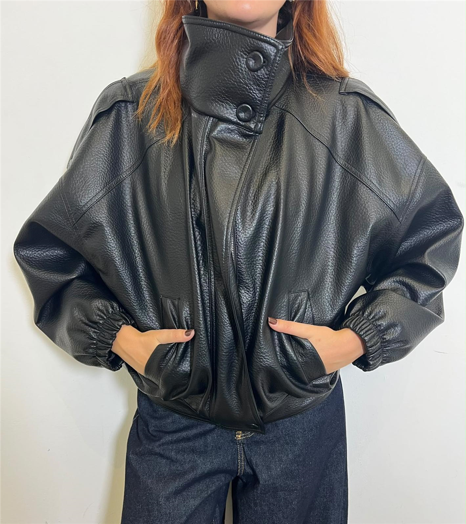 Bomber Con Zip Ed Elastico Sul Retro - Philia Loft cod. P03P0130  color:nero