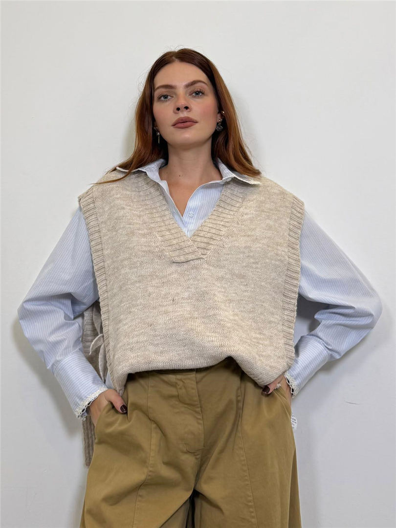Gilet Over Con Bottoni - Souvenir cod. S40B0055  color:naturale
