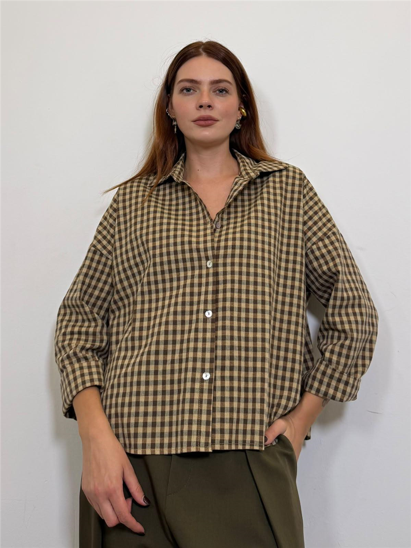 Camicia Quadretto Piccolo - Haveone cod. CNO_R093  color:ocra