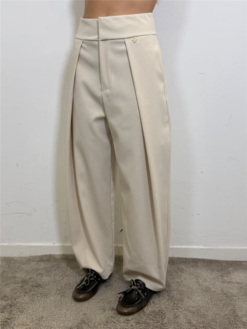 Pantalone Sartoriale Con Pieghe Frontali - Souvenir cod. M40F0128  color:panna