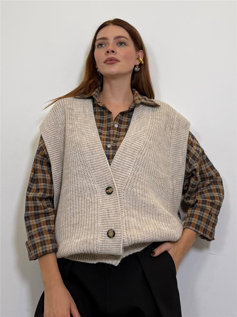 Gilet Over Con Bottoni - Souvenir cod. S40B0056  color:naturale