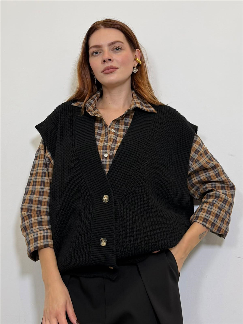Gilet Over Con Bottoni - Souvenir cod. S40B0056  color:nero