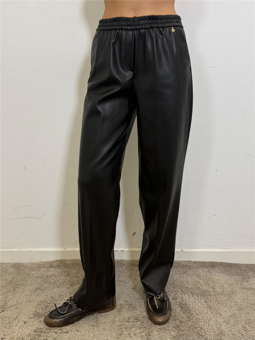 Pantalone Ecopelle Con Elastico In Vita - Souvenir cod. W40S0317  color:nero