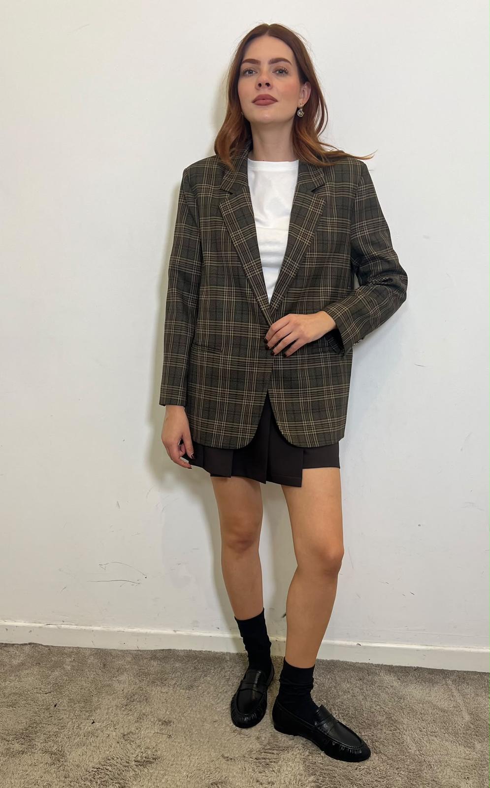 Blazer Over Un Bottone Principe Di Galles - Vicolo cod. TAC1490  color:fondente