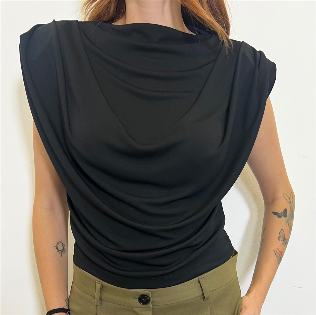 Top Smanicato Scollo Morbido - Vicolo cod. TAC1500  color:nero