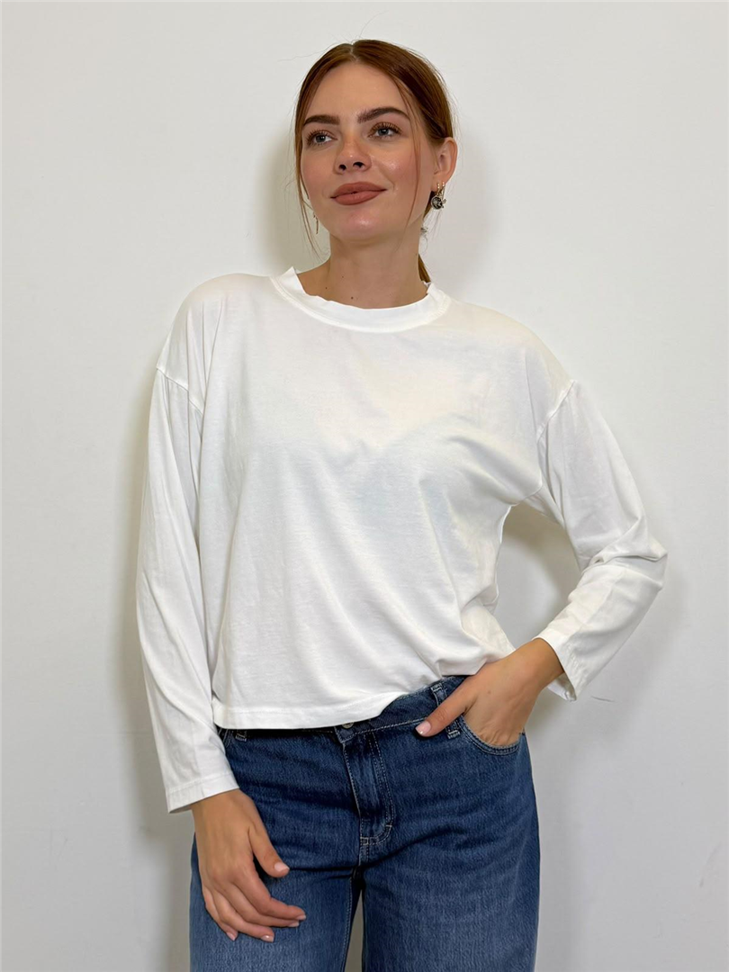 Maglia Scatola M/lunga Paricollo - Haveone cod. MJS_R125  color:panna