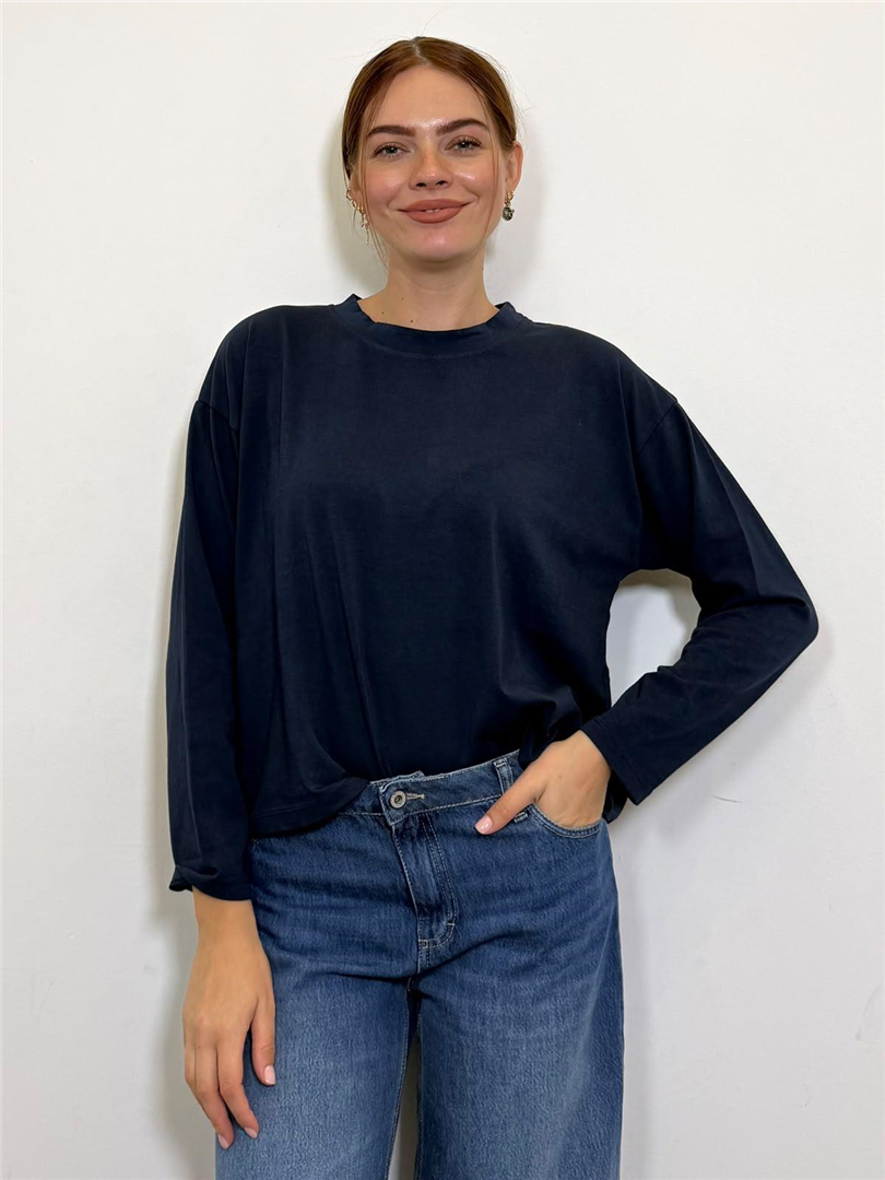 Maglia Scatola M/lunga Paricollo - Haveone cod. MJS_R125  color:blu