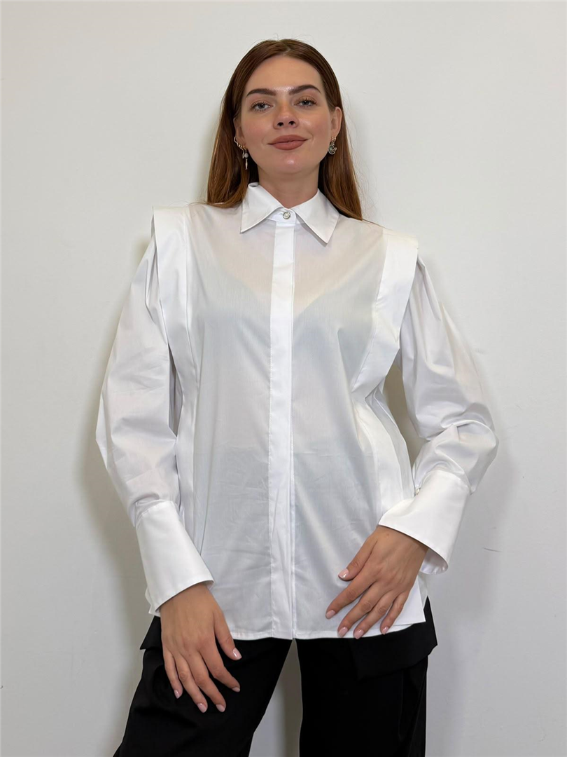 Yvonne Shirt Camicia Con Dettaglio Sovrapposto - Silence Limited cod. SCALA025  color:off white