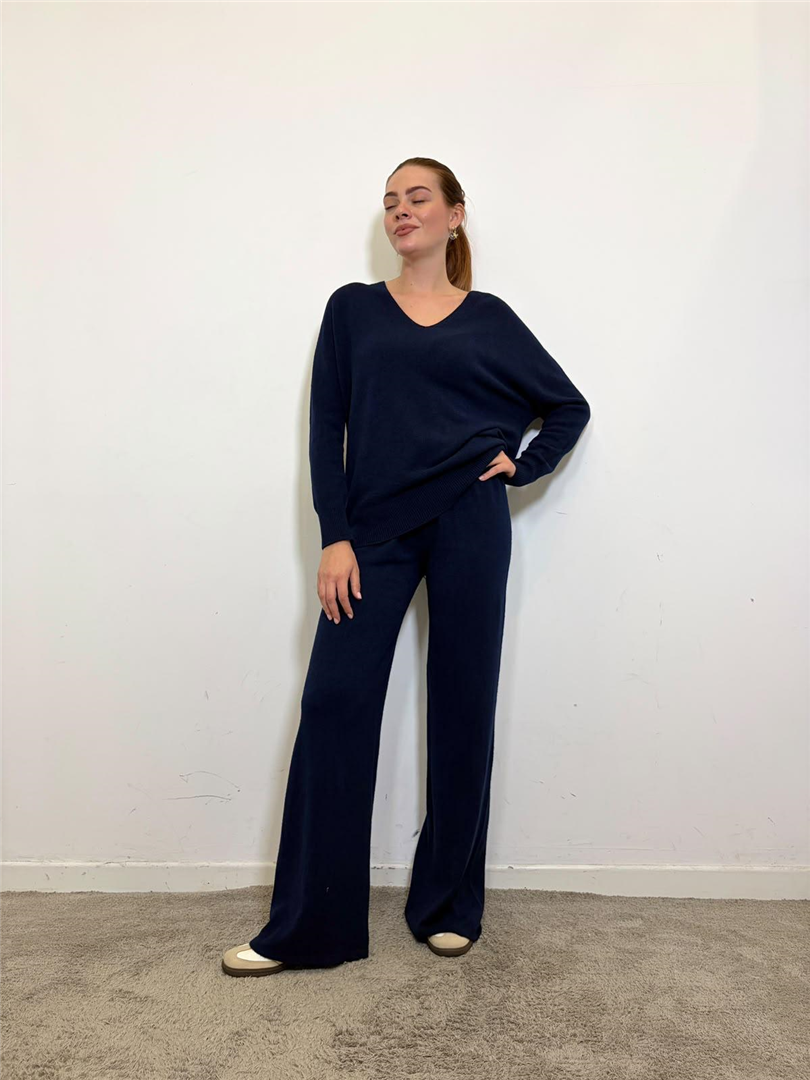 Completo Maglia Over Scollov Pantalone - Haveone cod. HNC_R013  color:navy