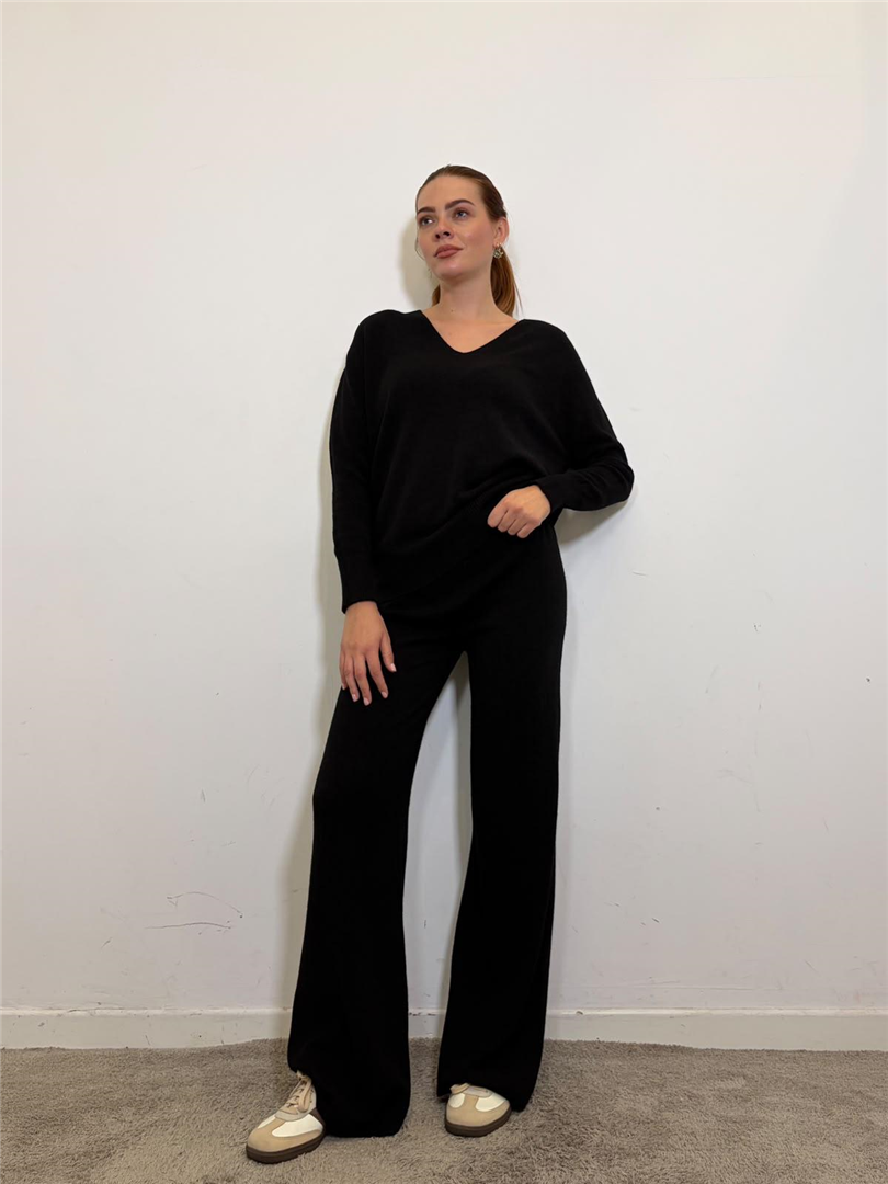 Completo Maglia Over Scollov Pantalone - Haveone cod. HNC_R013  color:nero