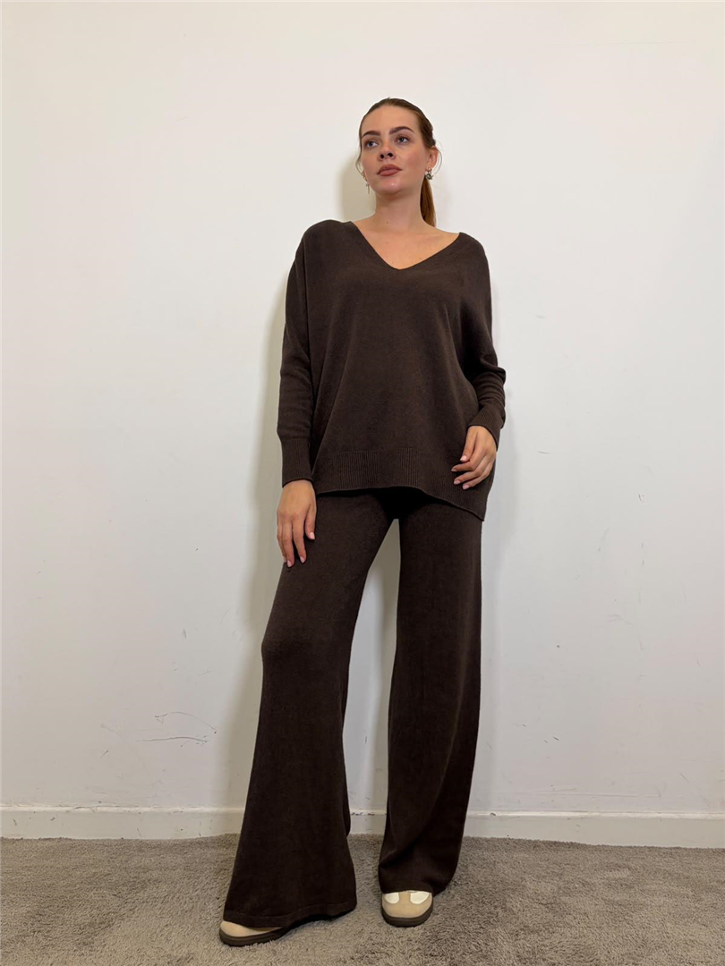 Completo Maglia Over Scollov Pantalone - Haveone cod. HNC_R013  color:moro