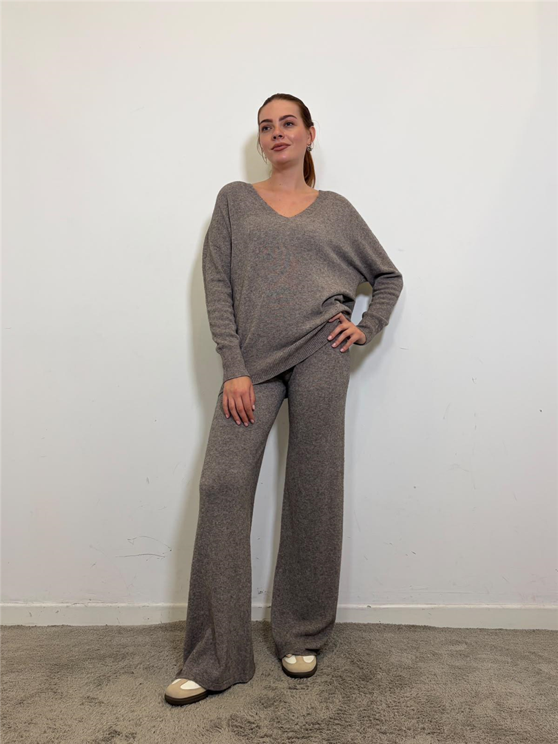 Completo Maglia Over Scollov Pantalone - Haveone cod. HNC_R013  color:tortora