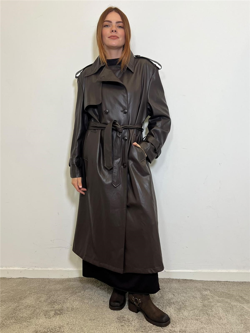 Trench Lungo Ecopelle - Haveone cod. KCT_R024  color:moro