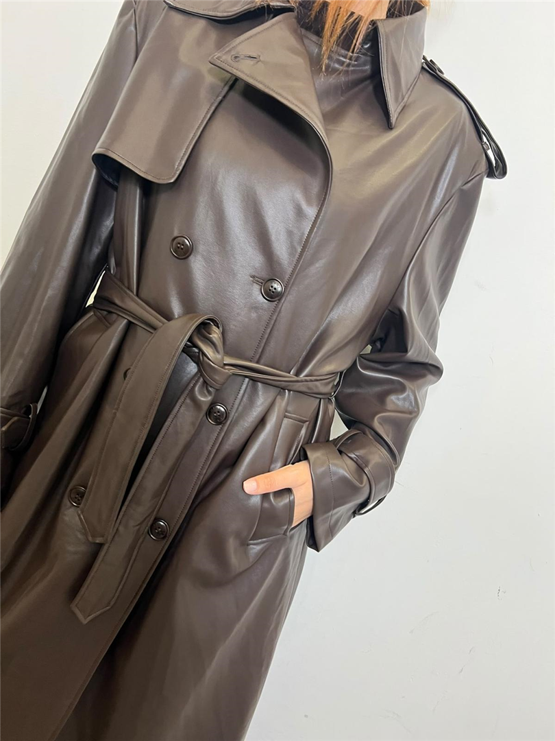 Trench Lungo Ecopelle - Haveone cod. KCT_R024  color:tortora