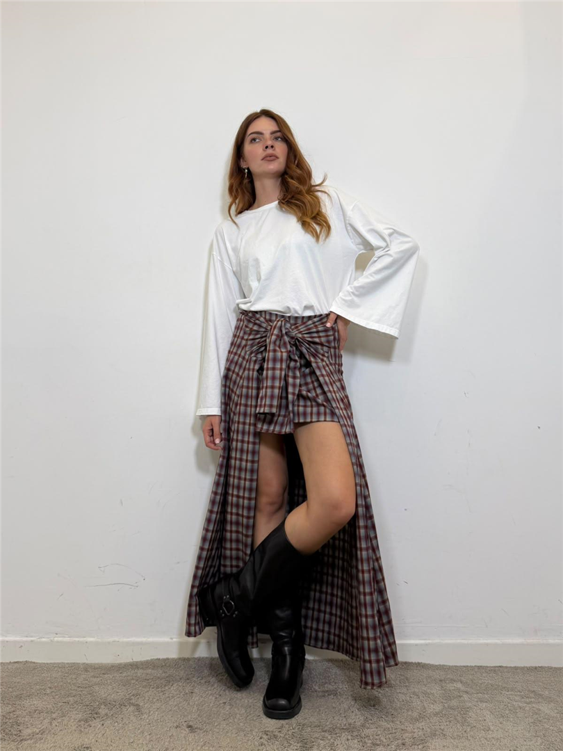 Gonna Corta Con Maniche Finte - Haveone cod. GMA_R083  color:bordeaux