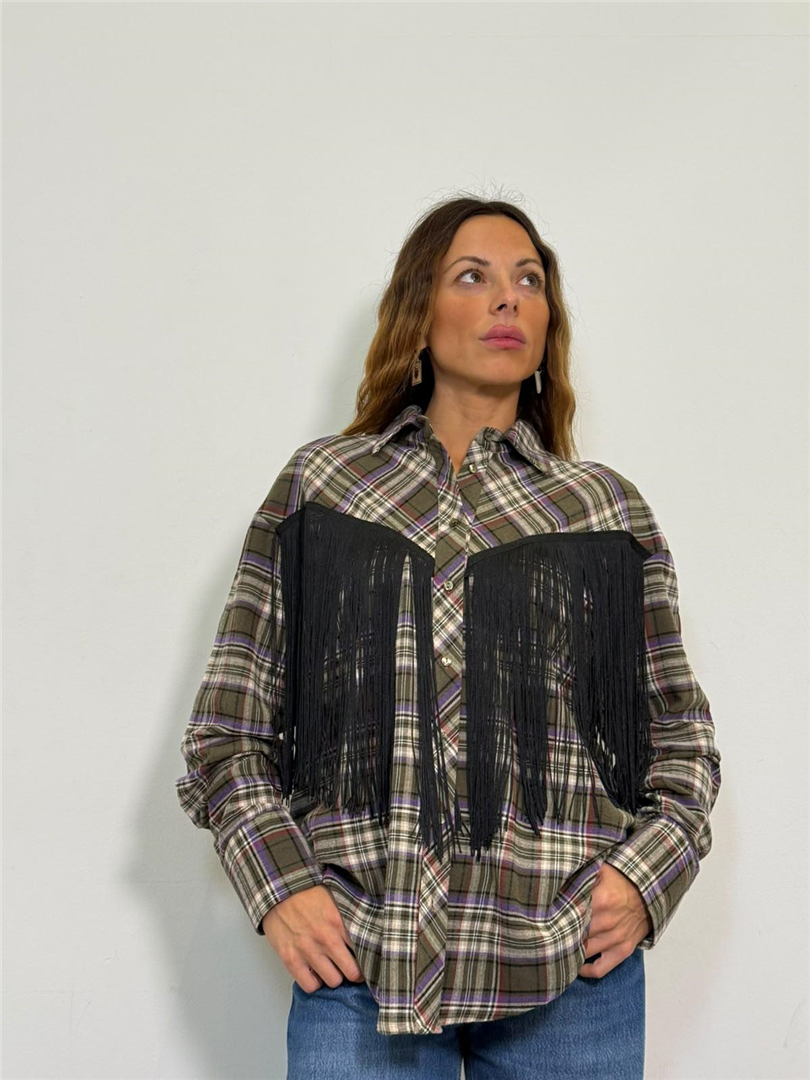 Camicia Frange - Haveone cod. CSB_R105  color:militare/viola