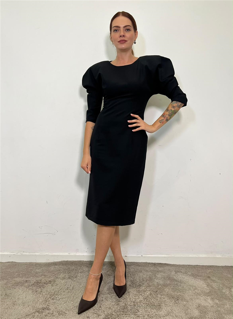 Abito Midi Con Maxi Spalle - Souvenir cod. F40X1136  color:nero